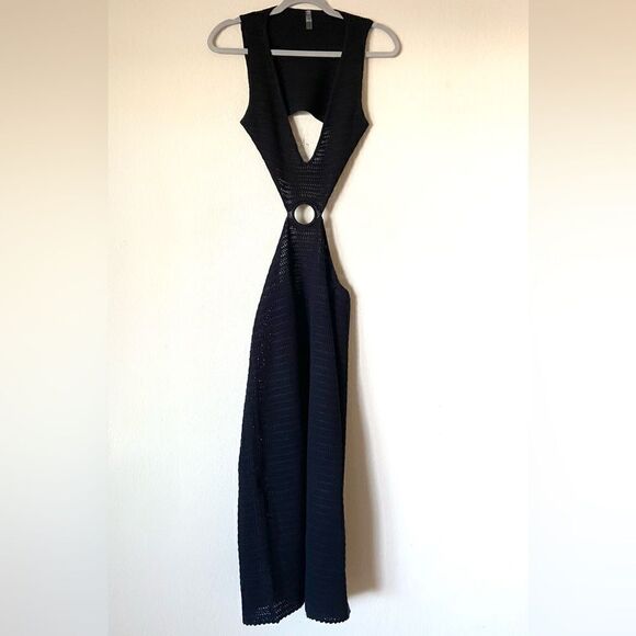 Devon Windsor Sonya Knit Midi Black Dress Crochet Size XS - Picture 11 of 14